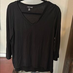 Chico's Black Relaxed 3/4 Sleeve Blouse